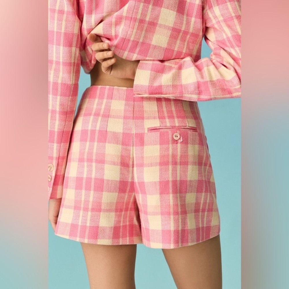 Anthropologie‎ Maeve Gingham Pink Shorts - Picture 6 of 8